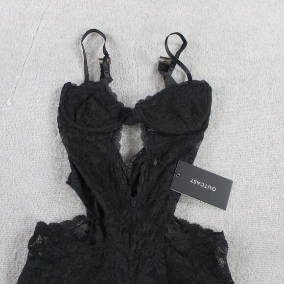 Outcast Everly Jumpsuit Black Womens Small Lace One Piece Party Flare Wide Leg - Picture 4 of 13